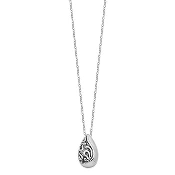 Sentimental Expressions Sterling Silver Rhodium-plated Antiqued Teardrop Ash Holder 18 Inch Necklace — alternate view