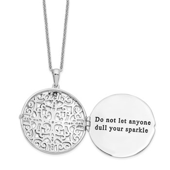 Sentimental Expressions Sterling Silver Rhodium-plated CZ Antiqued Do Not Let Anyone Dull 18in. Necklace