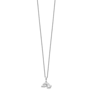 Sentimental Expressions Sterling Silver Rhodium-plated CZ Paint Rainbows 14in. Necklace with 2in. ext — alternate view