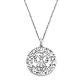 Sentimental Expressions Sterling Silver Rhodium-plated CZ Angels On Assignment 18in. Necklace — alternate view