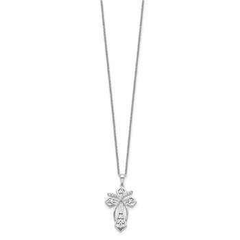 Sentimental Expressions Sterling Silver Rhodium-plated CZ Antiqued The Salvation Cross 18in. Necklace — alternate view