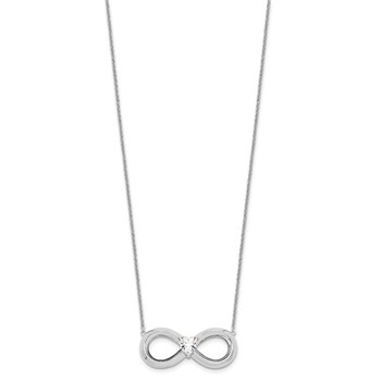 Sentimental Expressions Sterling Silver Rhodium-plated CZ Antiqued Forever 19in. Necklace — alternate view