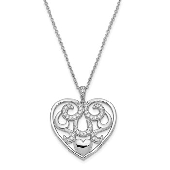 Sterling Silver CZ Antiqued I Am With You 18in. Necklace