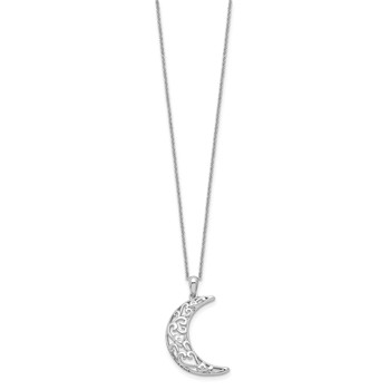 Sentimental Expressions Sterling Silver Rhodium-plated CZ Antiqued Love You To The Moon and Back 18in. Necklace — alternate view