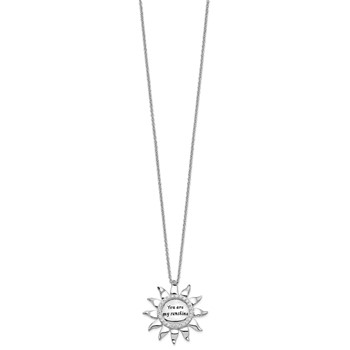 Sentimental Expressions Sterling Silver Rhodium-plated CZ Antiqued You Are My Sunshine 18in. Necklace — alternate view