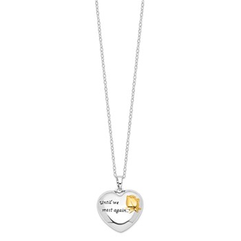 Sentimental Expressions Sterling Silver Rhodium-plated Antiqued Gold-tone Accent Until We Meet Again Heart Ash Holder 18 Inch Necklace — alternate view
