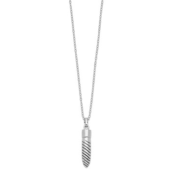 Sentimental Expressions Sterling Silver Rhodium-plated Antiqued Lined Bullet Ash Holder 18 Inch Necklace — alternate view