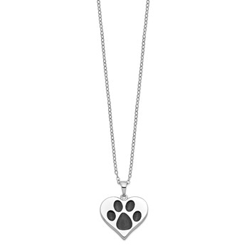 Sentimental Expressions Sterling Silver Rhodium-plated Antiqued Black Paw In Heart Ash Holder 18 Inch Necklace — alternate view