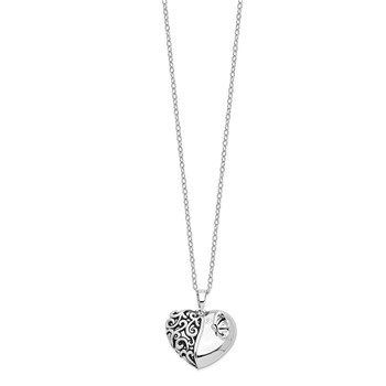 Sentimental Expressions Sterling Silver Rhodium-plated Antiqued One More Day Heart Shape with Butterfly Ash Holder 18 Inch Necklace — alternate view