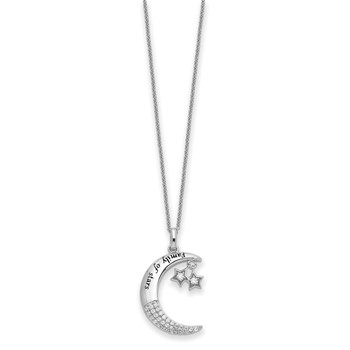 Sentimental Expressions Sterling Silver Rhodium-plated CZ Antiqued Family Of Stars 18 Inch Necklace — alternate view