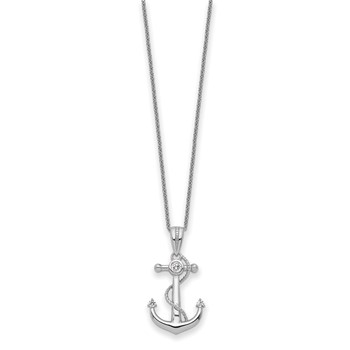 Sentimental Expressions Sterling Silver Rhodium-plated CZ My Mother My Anchor 18in Necklace — alternate view