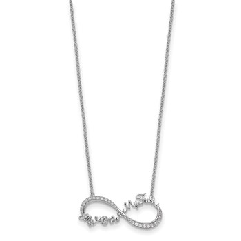 Sentimental Expressions Sterling Silver Rhodium-plated CZ My Mother My Friend 18in Necklace — alternate view