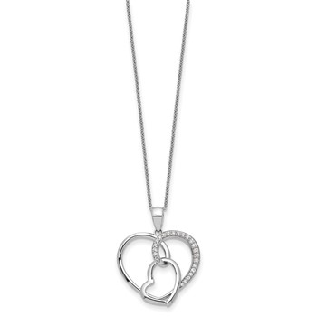 Sentimental Expressions Sterling Silver Rhodium-plated CZ Together In Love 18in Necklace — alternate view