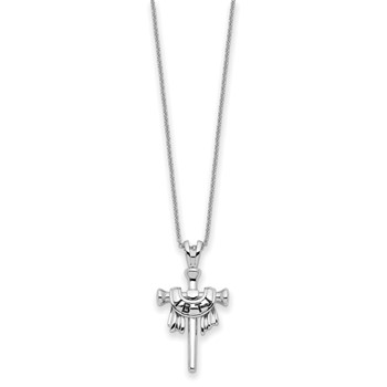 Sterling Silver Antiqued IBTJ (I belong to Jesus) Cross 22in with Sentiment Necklace — alternate view