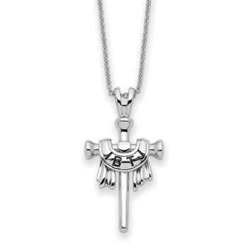 Sterling Silver Antiqued IBTJ (I belong to Jesus) Cross 22in with Sentiment Necklace