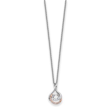 Sentimental Expressions Sterling Silver Rose-tone SS and Rose-Tone Vibrant CZ Warm Embrace 18in Necklace — alternate view
