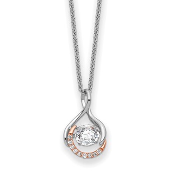 Sentimental Expressions Sterling Silver Rose-tone SS and Rose-Tone Vibrant CZ Warm Embrace 18in Necklace