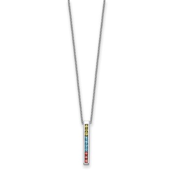 Sentimental Expressions Sterling Silver Rhodium-plated Multi-Color CZ Color Me Happy 18in Necklace — alternate view