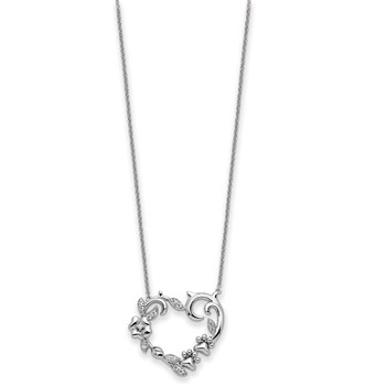 Sentimental Expressions Sterling Silver Rhodium-plated CZ My Special Pet Heart 18in Necklace — alternate view