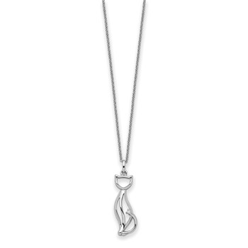 Sentimental Expressions Sterling Silver Rhodium-plated CZ Purrfect Love Cat 18in Necklace — alternate view
