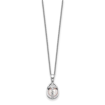Sentimental Expressions Sterling Silver Rhodium-plated FWC Pearl Commitment 18in Necklace — alternate view