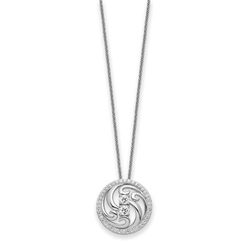 Sentimental Expressions Sterling Silver Rhodium-plated CZ Through The Years Swirl Circle 18in Necklace — alternate view