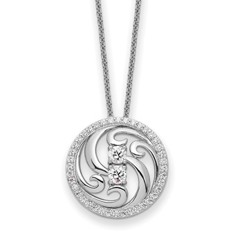 Sentimental Expressions Sterling Silver Rhodium-plated CZ Through The Years Swirl Circle 18in Necklace