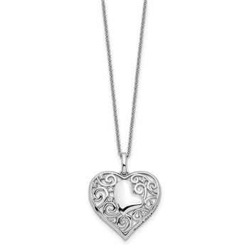 Sentimental Expressions Sterling Silver Rhodium-plated CZ Antiqued Soul Sister Heart 18in Necklace — alternate view
