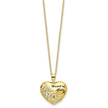 Sentimental Expressions Sterling Silver Gold-tone CZ Heart of Gold 18in Necklace — alternate view