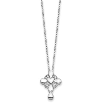 Sentimental Expressions Sterling Silver Rhodium-plated CZ Memory Cross Locket 18in Necklace — alternate view
