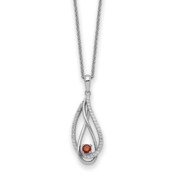 Sentimental Expressions Sterling Silver Rhodium-plated Jan CZ Always in my Heart Birthstone 18in Necklace