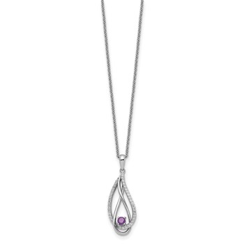 Sentimental Expressions Sterling Silver Rhodium-plated Jun CZ Always in my Heart Birthstone 18in Necklace — alternate view