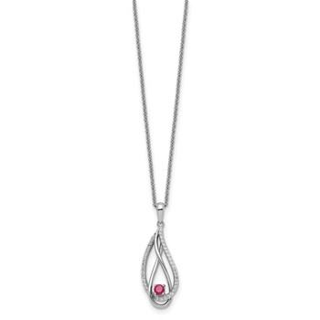Sentimental Expressions Sterling Silver Rhodium-plated Jul CZ Always in my Heart Birthstone 18in Necklace — alternate view