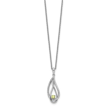 Sentimental Expressions Sterling Silver Rhodium-plated Aug CZ Always in my Heart Birthstone 18in Necklace — alternate view