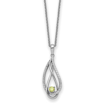 Sentimental Expressions Sterling Silver Rhodium-plated Aug CZ Always in my Heart Birthstone 18in Necklace