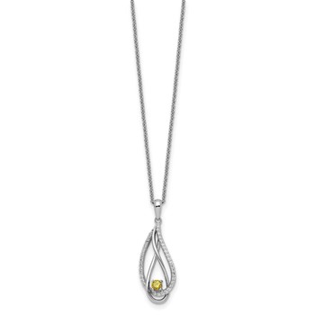 Sentimental Expressions Sterling Silver Rhodium-plated Nov CZ Always in my Heart Birthstone 18in Necklace — alternate view