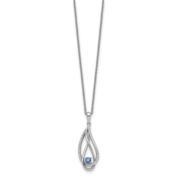 Sentimental Expressions Sterling Silver Rhodium-plated Dec CZ Always in my Heart Birthstone 18in Necklace — alternate view