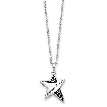 Sentimental Expressions Sterling Silver Rhodium-plated Antiqued Meet Me In The Stars 18 Inch Ash Holder Necklace — alternate view