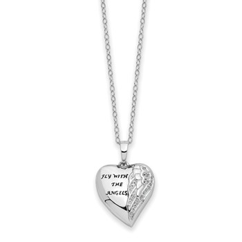 Sentimental Expressions Sterling Silver Rhodium-plated Antiqued CZ Fly With The Angels Ash Holder 18 Inch Necklace — alternate view