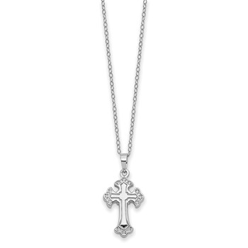 Sentimental Expressions Sterling Silver Rhodium-plated CZ Eternal Home Cross Ash Holder 18 Inch Necklace — alternate view