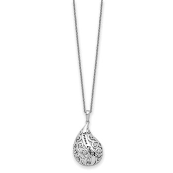 Sentimental Expressions Sterling Silver Rhodium-plated Antiqued CZ Forever Loved Forever Missed 18 Inch Necklace — alternate view