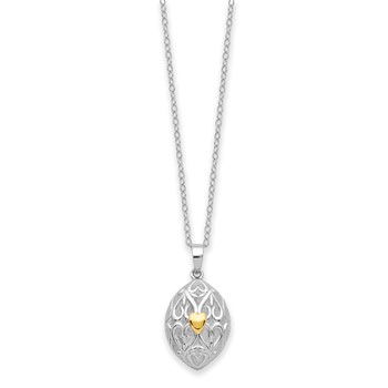 Sentimental Expressions Sterling Silver Rhodium-plated Gold-tone Heart in Egg Shaped Ash Holder 18 Inch Necklace — alternate view