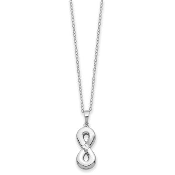 Sentimental Expressions Sterling Silver Rhodium-plated CZ Infinity Ash Holder 18 Inch Necklace — alternate view