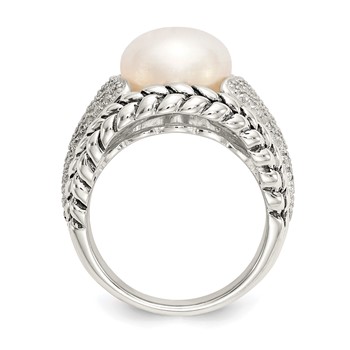 Shey Couture Sterling Silver Antiqued Freshwater Cultured Pearl and Diamond Ring — alternate view