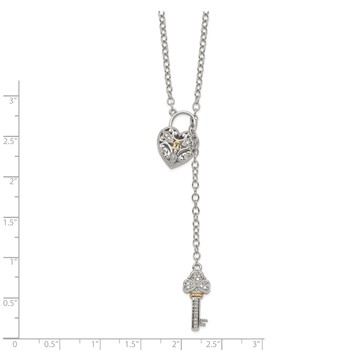 Shey Couture Sterling Silver Rhodium-plated with 14K Accent 18 Inch Diamond Heart Lock and Key Necklace — alternate view