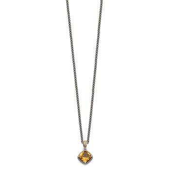 Shey Couture Sterling Silver with 14K Accent 18 Inch Antiqued Cushion Citrine Necklace — alternate view