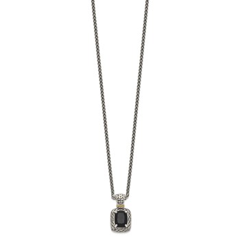 Shey Couture Sterling Silver with 14K Accent 18 inch Antiqued Black Onyx Necklace — alternate view