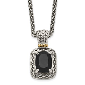 Shey Couture Sterling Silver with 14K Accent 18 inch Antiqued Black Onyx Necklace