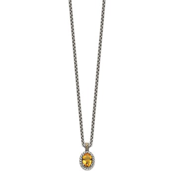 Shey Couture Sterling Silver with 14K Accent 18 Inch Antiqued Oval Citrine Necklace — alternate view