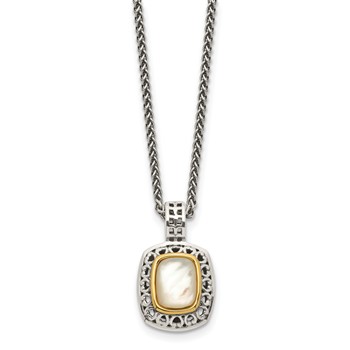 Shey Couture Sterling Silver with 14K Accent 18 Inch Antiqued Mother Of Pearl Necklace — alternate view